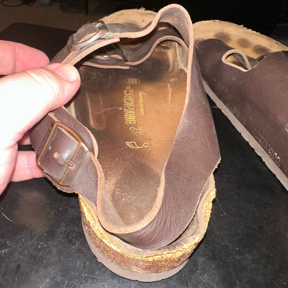 BIRKENSTOCK Milano Oiled Leather Habana 16-16.5 Regular EU 49 Worn Used Clean - Picture 3 of 9